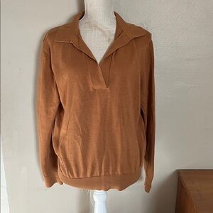 Pact Tan Polo Sweater Pullover Size M